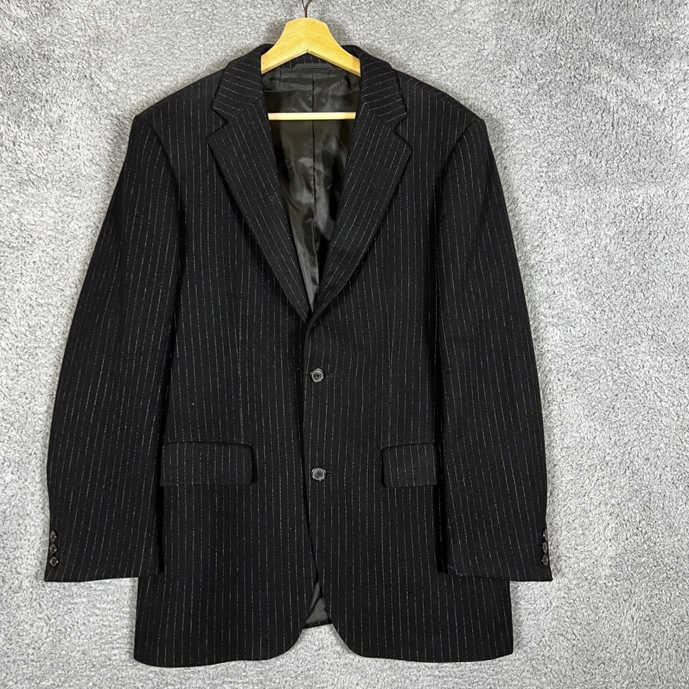 Hugo Boss Sport Coat Mens 42R Black‎ Pinstripe Maxwell Blazer Formal Business